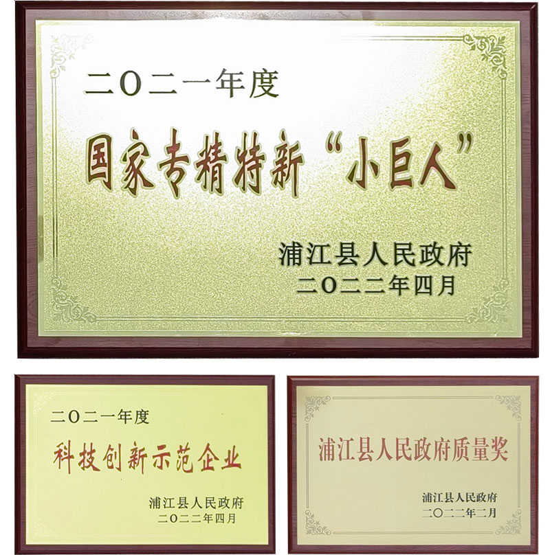 科技立异树模企业、浦江县国民当局品德奖和国度专精特新“小伟人”