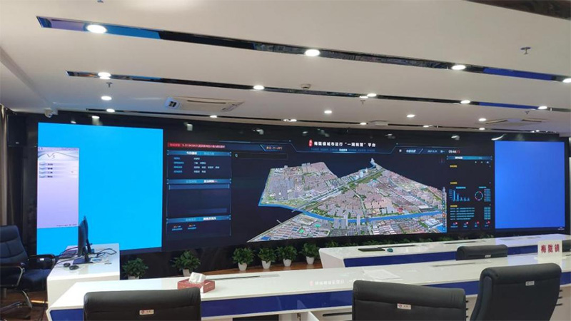 助力信息化,梅陇都会网格化中间,LED显现屏案例