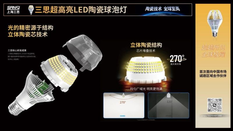 超出所见,三思,重磅宣布,10000流明,A21,陶瓷球泡,高端光源,“陶瓷芯”,弥补环球市场空缺